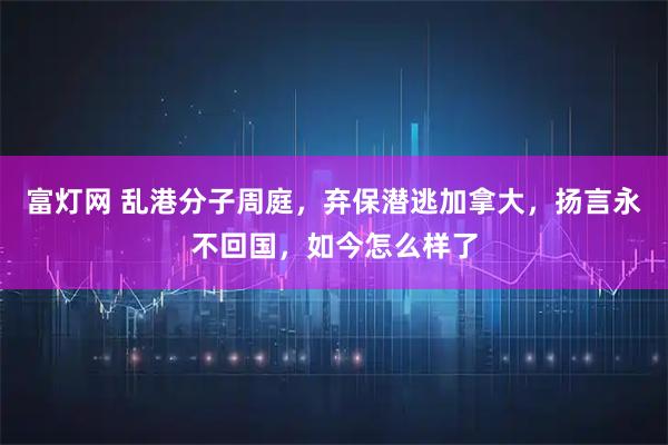 富灯网 乱港分子周庭，弃保潜逃加拿大，扬言永不回国，如今怎么样了